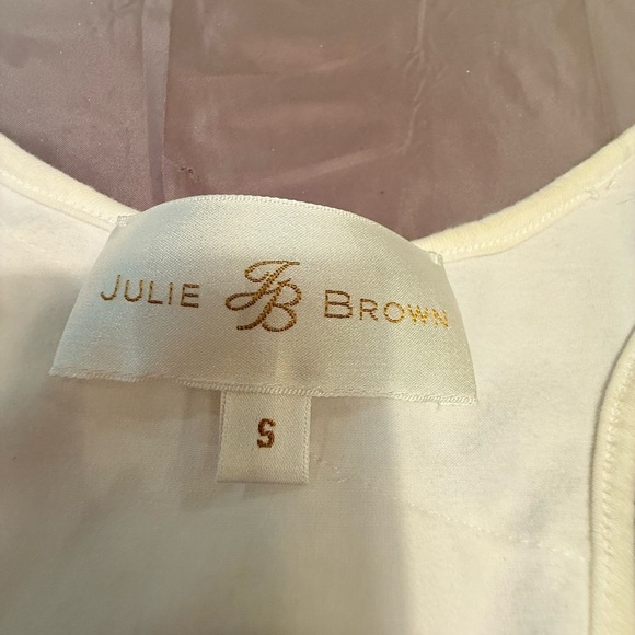 JB by Julie Brown Cream, Peach, White Jersey Ruffle Tank Top Size Small MSRP$168 - Picture 4 of 8